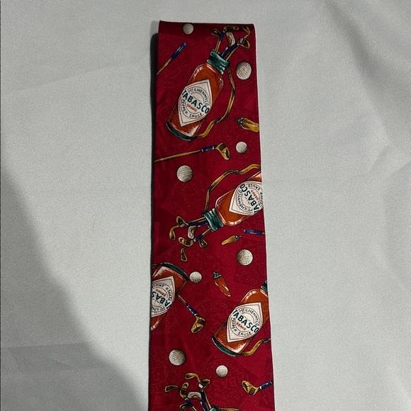 Tabasco Red and White Patterned Tie - Picture 3 of 5